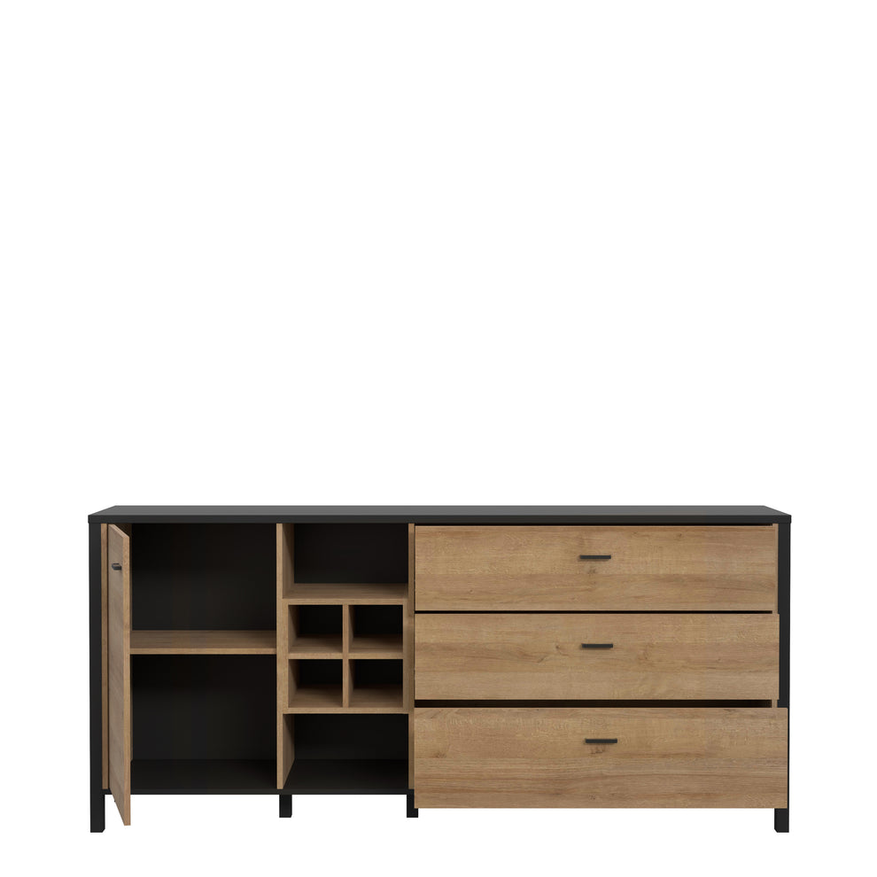 Comoda High Rock, Stejar Riviera si Negru, 186.3 Cm