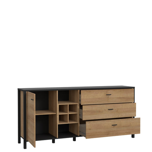 Comoda High Rock, Stejar Riviera si Negru, 186.3 Cm