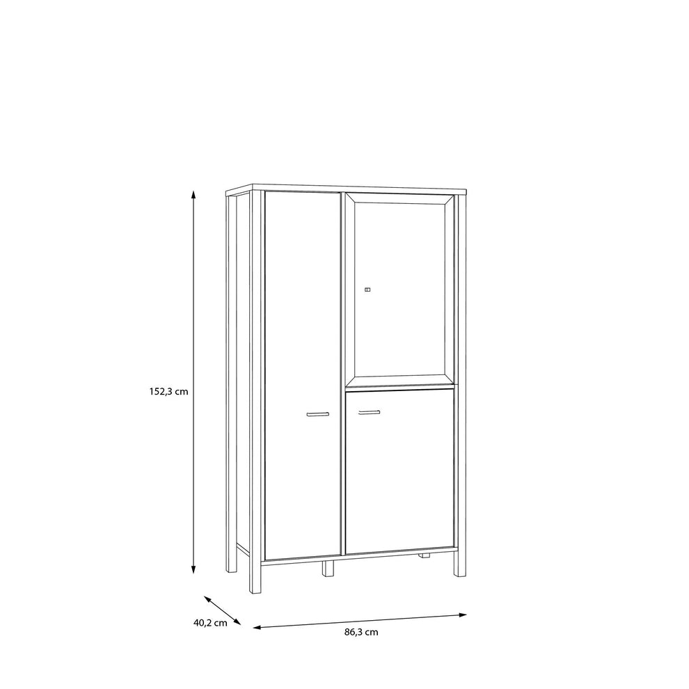 Vitrina High Rock, Natur si Negru, 86.3 Cm