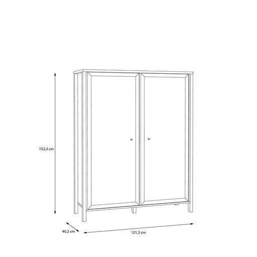 Vitrina Medie High Rock, Stejar Riviera Si Negru, 121.3 Cm