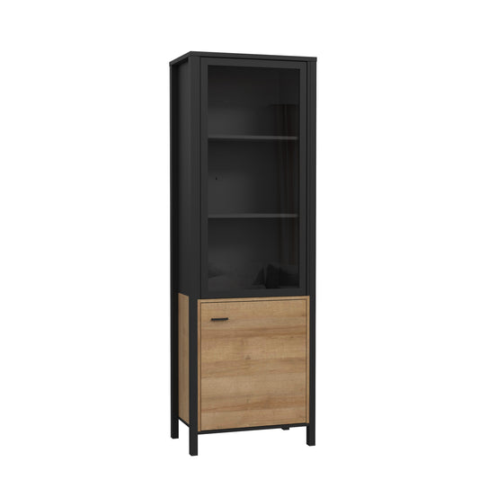 Vitrina High Rock, Stejar Riviera Si Negru, 64.8 Cm
