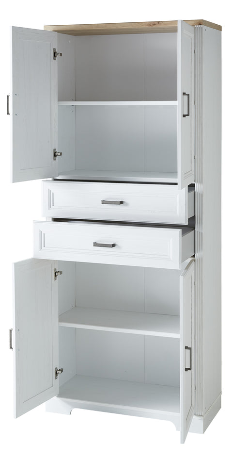 Etajera Jasmin 4 Usi si 2 Sertare, Alb Natur, 86 Cm
