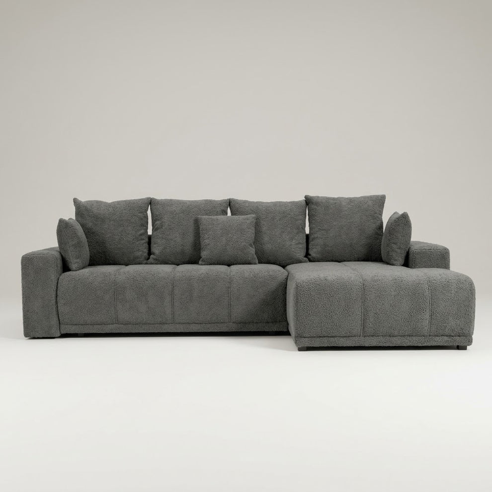 Coltar Cu Insula Dreapta Green, 5 Locuri, Lada Depozitare, Boogie Taupe, 280 Cm #studio