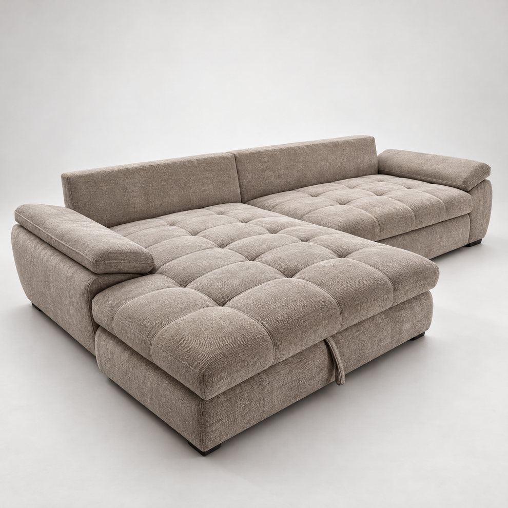 Coltar Extensibil Stanga Cordoba, 5 Locuri, Lada Depozitare, Bej,  300 Cm