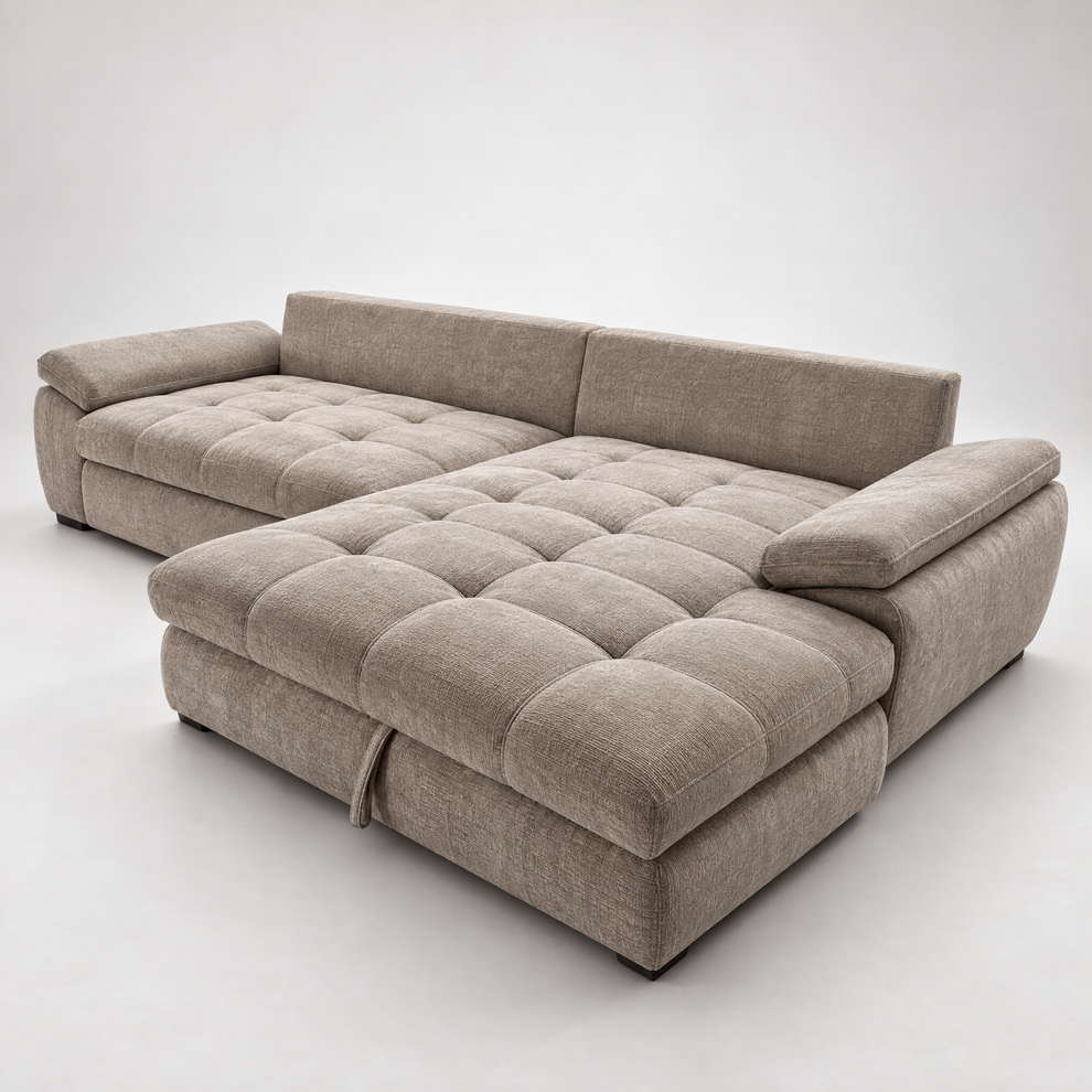 Coltar Extensibil Dreapta Cordoba, 5 Locuri, Lada Depozitare, Bej,  300 Cm