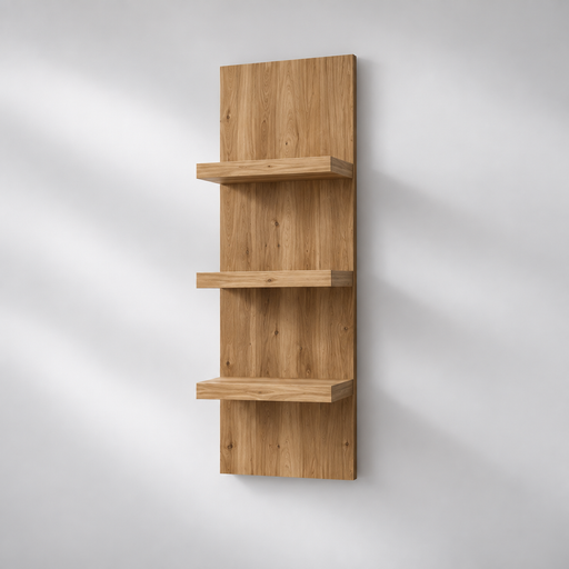 Biblioteca living Lumeo, alb mat/stejar, 305 cm, cu iluminare LED