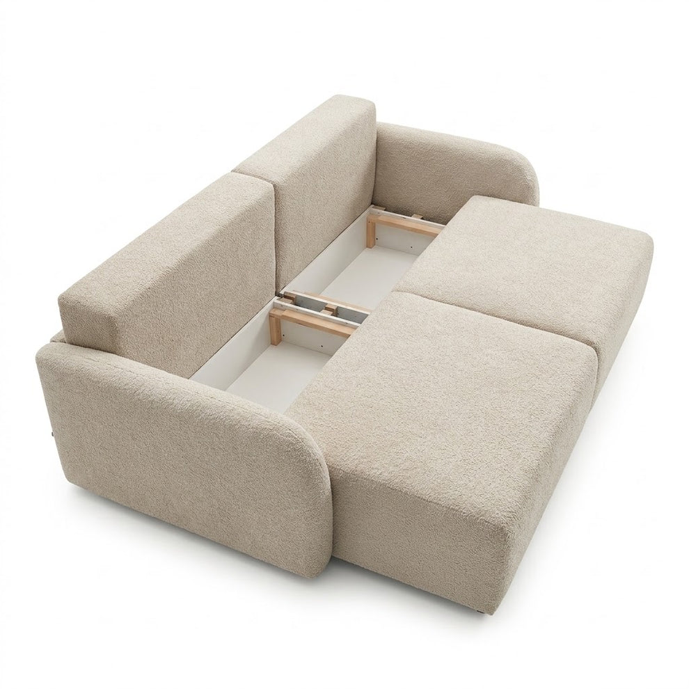 Canapea Extensibila Cu Lada Depozitare Rondo, Crem, 235 Cm