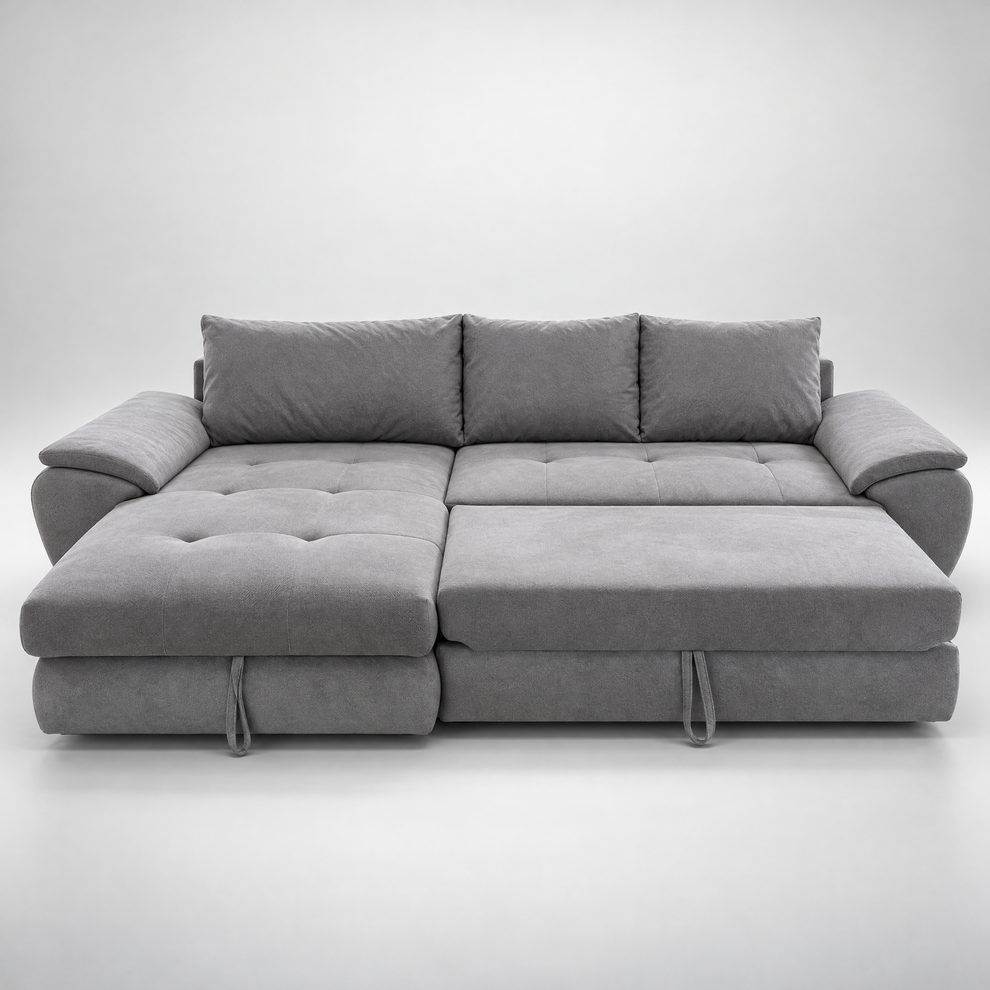 Coltar Extensibil Stanga Venus, 5 Locuri, Lada Depozitare, Gri,  290 Cm