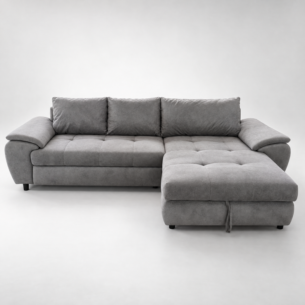 Coltar Extensibil Dreapta Venus, 5 Locuri, Lada Depozitare, Gri,  290 Cm