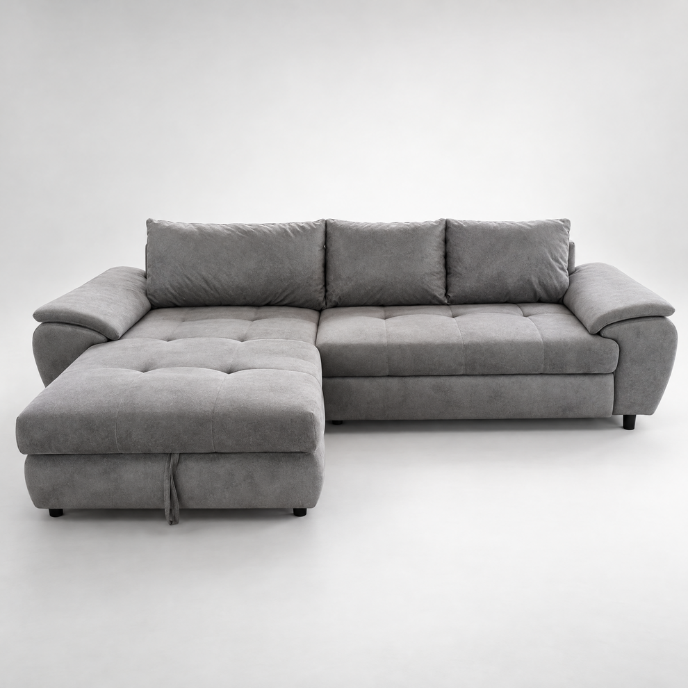 Coltar Extensibil Stanga Venus, 5 Locuri, Lada Depozitare, Gri,  290 Cm