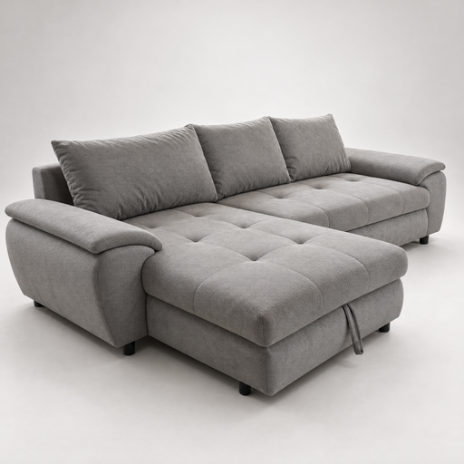 Coltar Extensibil Stanga Venus, 5 Locuri, Lada Depozitare, Gri,  290 Cm