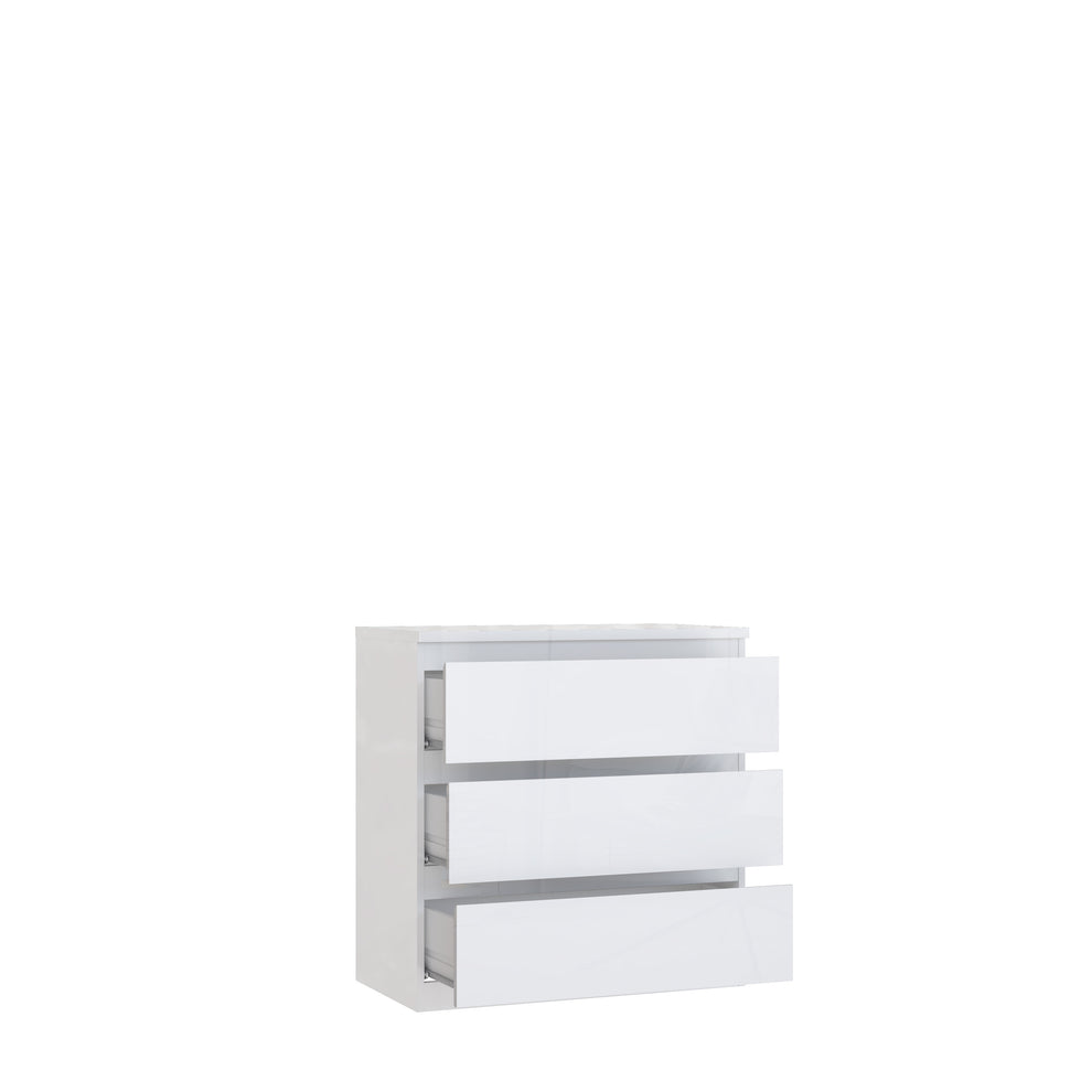 Comoda 3 Sertare Lipgloss White, 77.3 Cm