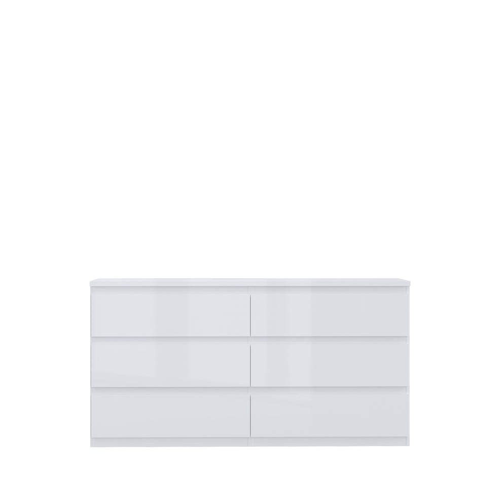 Comoda 6 Sertare Lipgloss White, 153.5 Cm