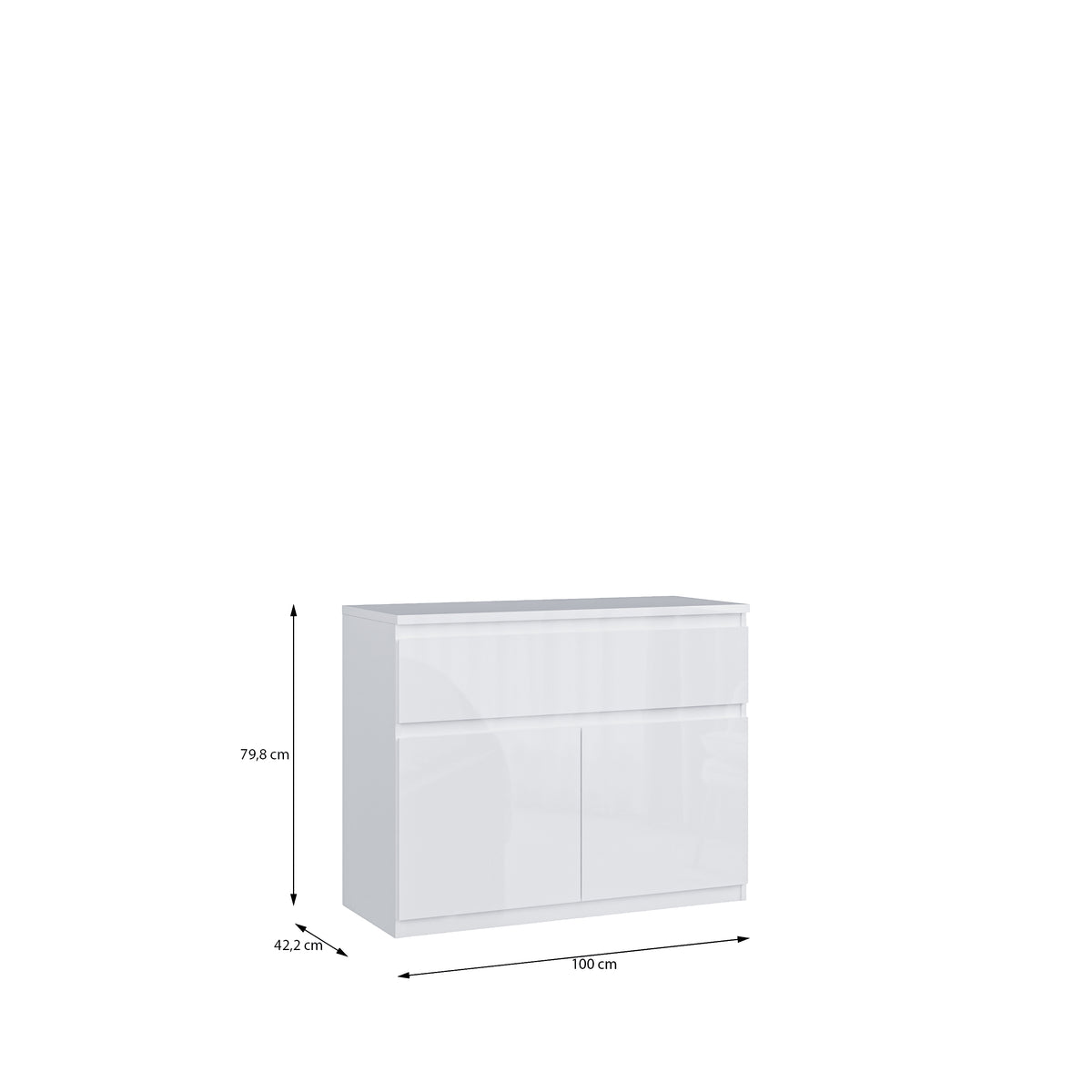 Comoda 2 Usi 1 Sertar Lipgloss White  Lqxk224-C87, 100 Cm