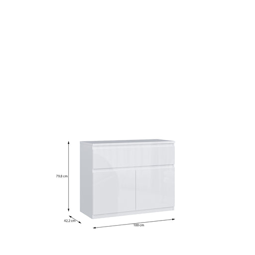 Comoda 2 Usi 1 Sertar Lipgloss White  Lqxk224-C87, 100 Cm
