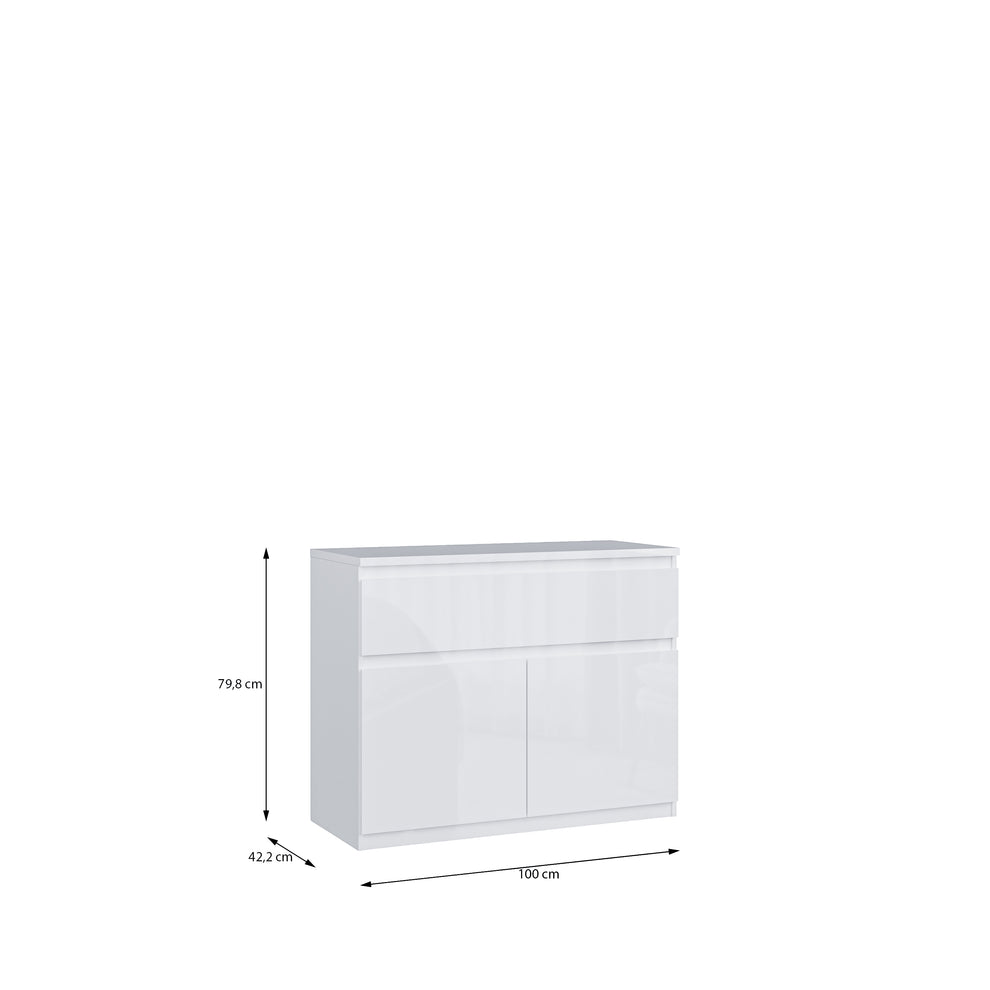 Comoda 2 Usi 1 Sertar Lipgloss White  Lqxk224-C87, 100 Cm