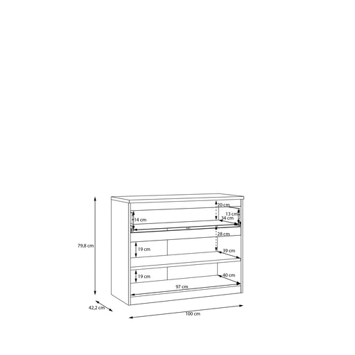 Comoda 2 Usi 1 Sertar Lipgloss White  Lqxk224-C87, 100 Cm