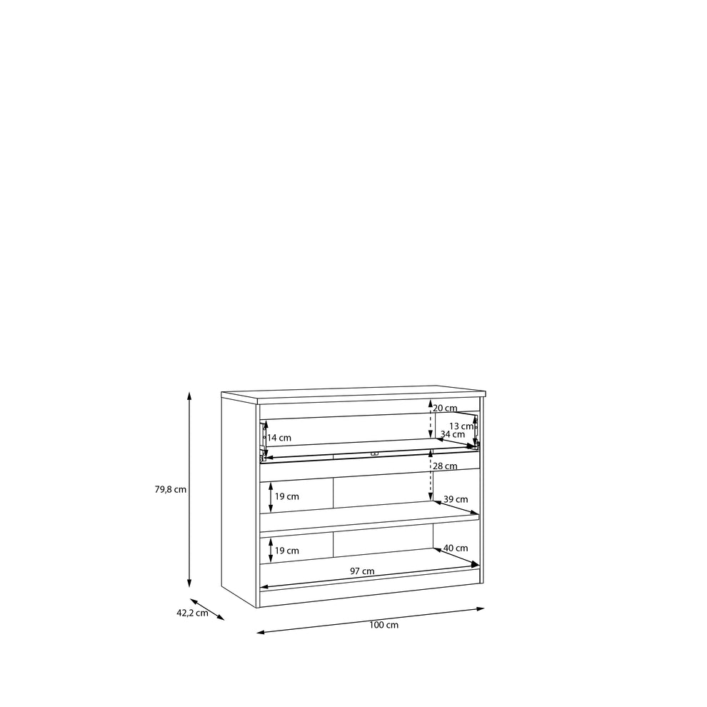 Comoda 2 Usi 1 Sertar Lipgloss White  Lqxk224-C87, 100 Cm