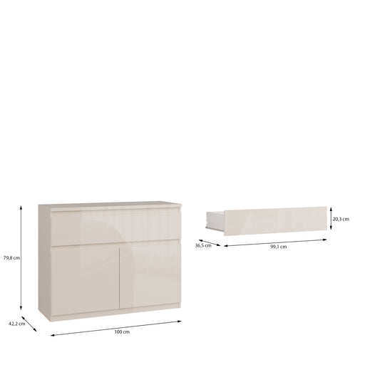 Comoda 2 Usi 1 Sertar Lipgloss Sand, 100 Cm