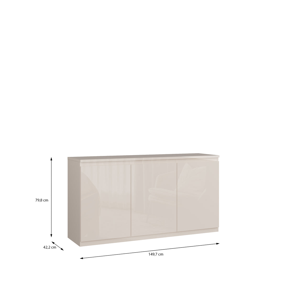 Bufet 3 Usi Lipgloss Sand, 149.7 Cm
