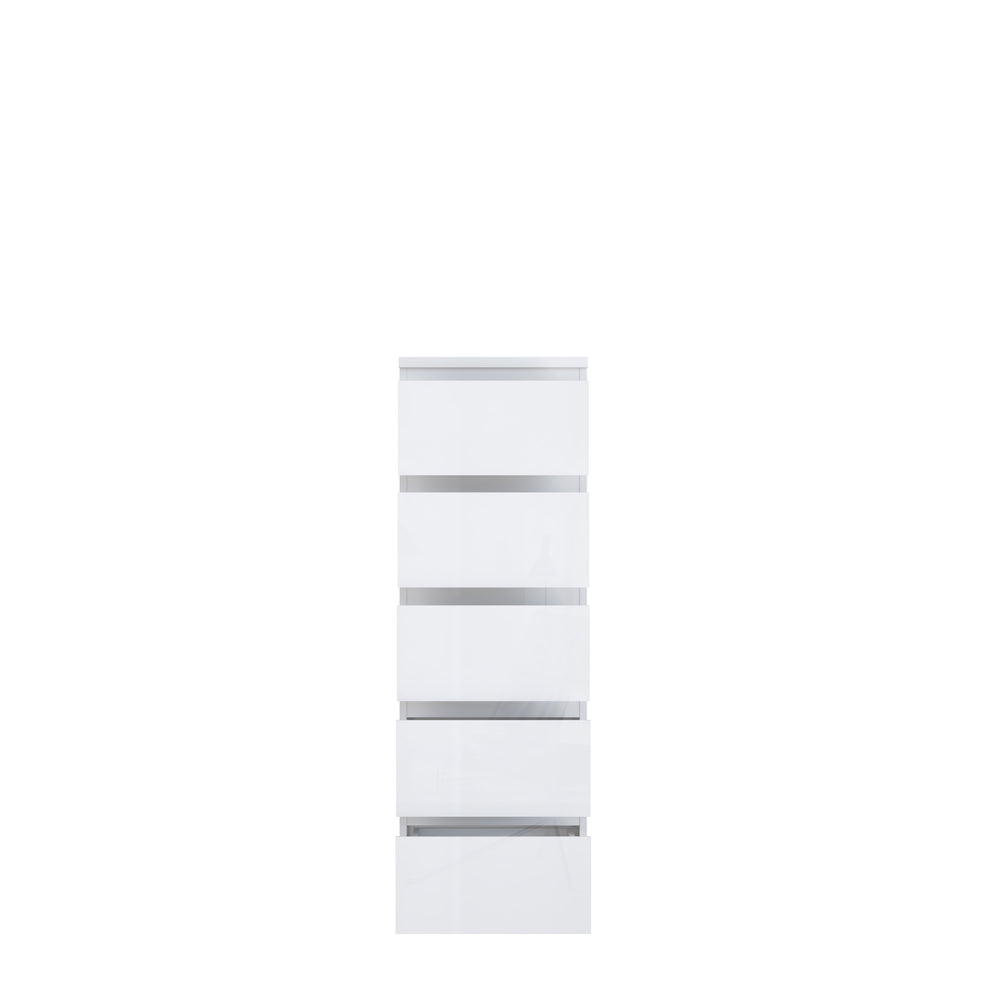 Comoda 5 Sertare Lipgloss White, 41.9 Cm