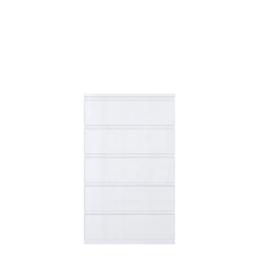 Comoda 5 Sertare Mare Lipgloss white, 77.3 Cm