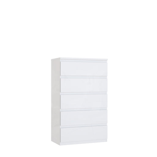 Comoda 5 Sertare Mare Lipgloss white, 77.3 Cm
