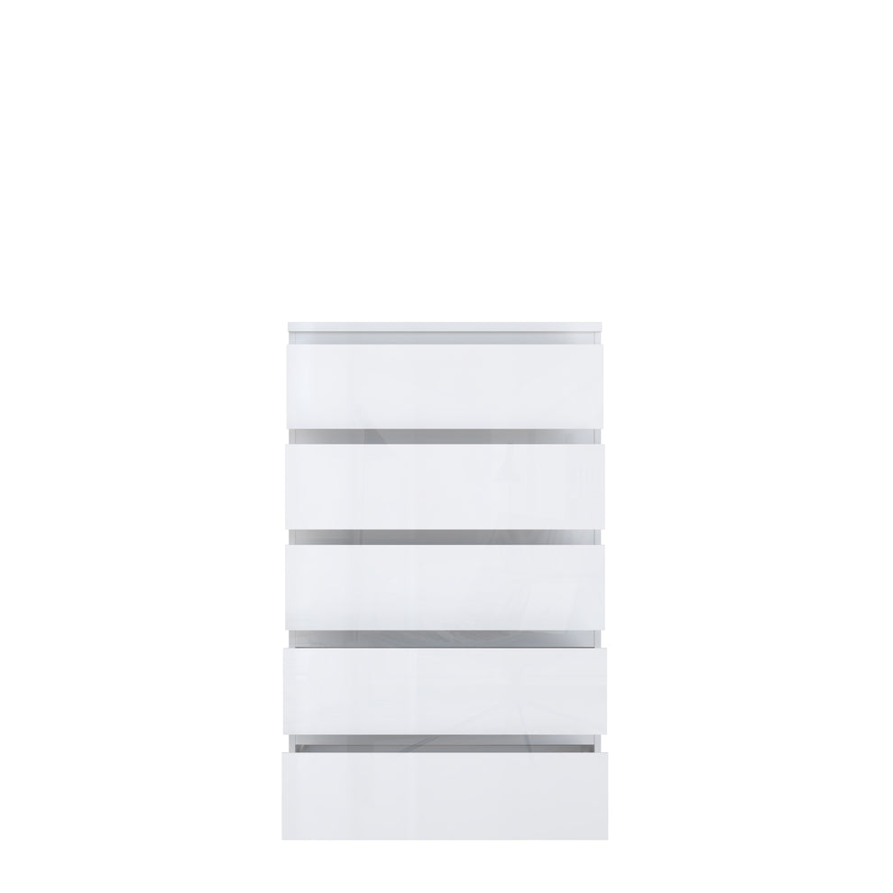 Comoda 5 Sertare Mare Lipgloss white, 77.3 Cm