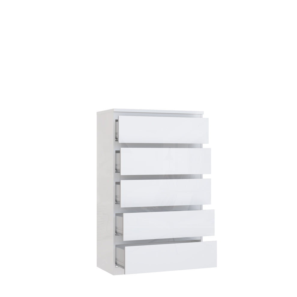 Comoda 5 Sertare Mare Lipgloss white, 77.3 Cm