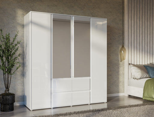 Dulap 4 Usi Si 4 Sertare Lipgloss White, 177.6 Cm