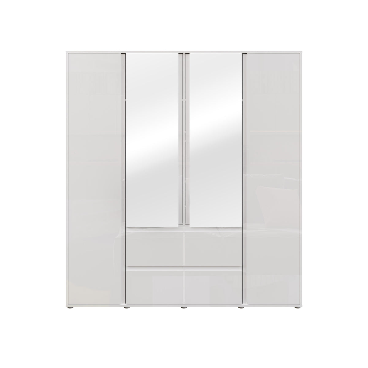 Dulap 4 Usi Si 4 Sertare Lipgloss White, 177.6 Cm