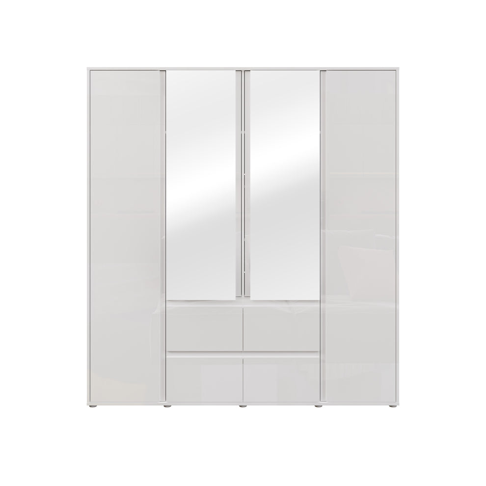 Dulap 4 Usi Si 4 Sertare Lipgloss White, 177.6 Cm