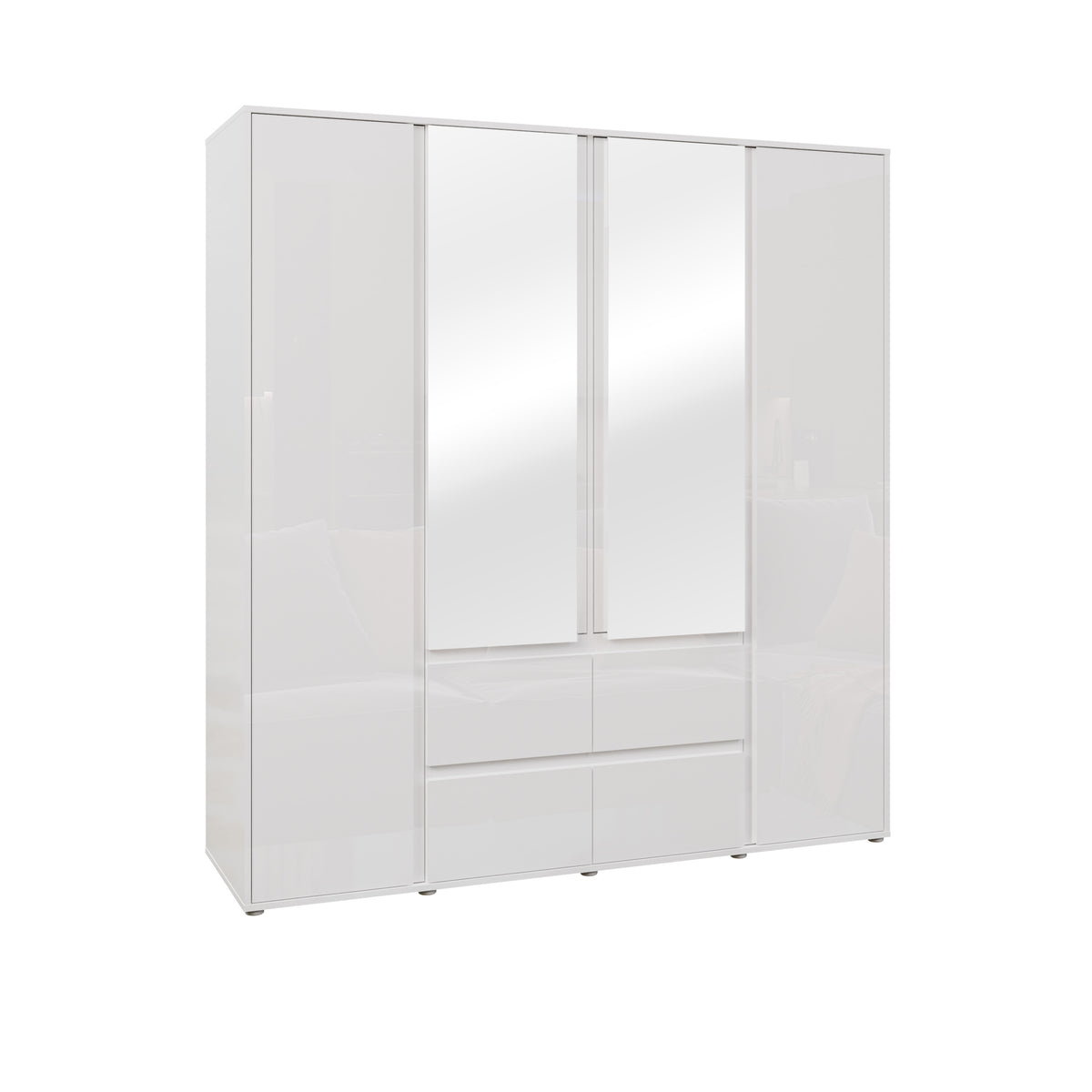 Dulap 4 Usi Si 4 Sertare Lipgloss White, 177.6 Cm