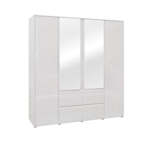 Dulap 4 Usi Si 4 Sertare Lipgloss White, 177.6 Cm