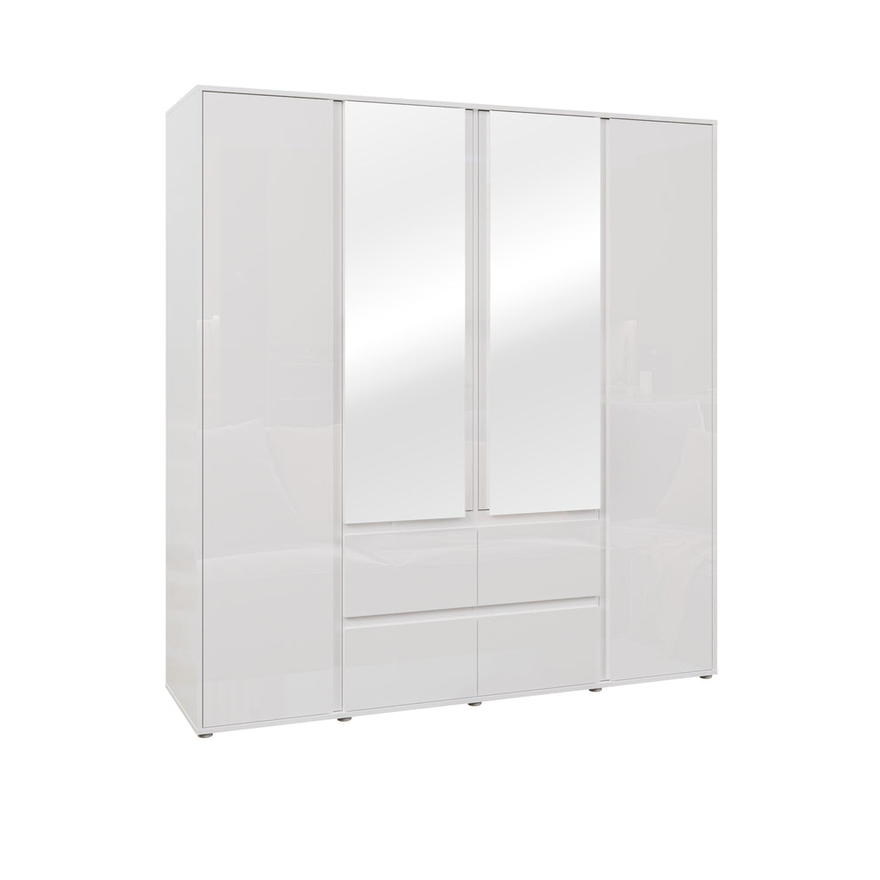 Dulap 4 Usi Si 4 Sertare Lipgloss White, 177.6 Cm