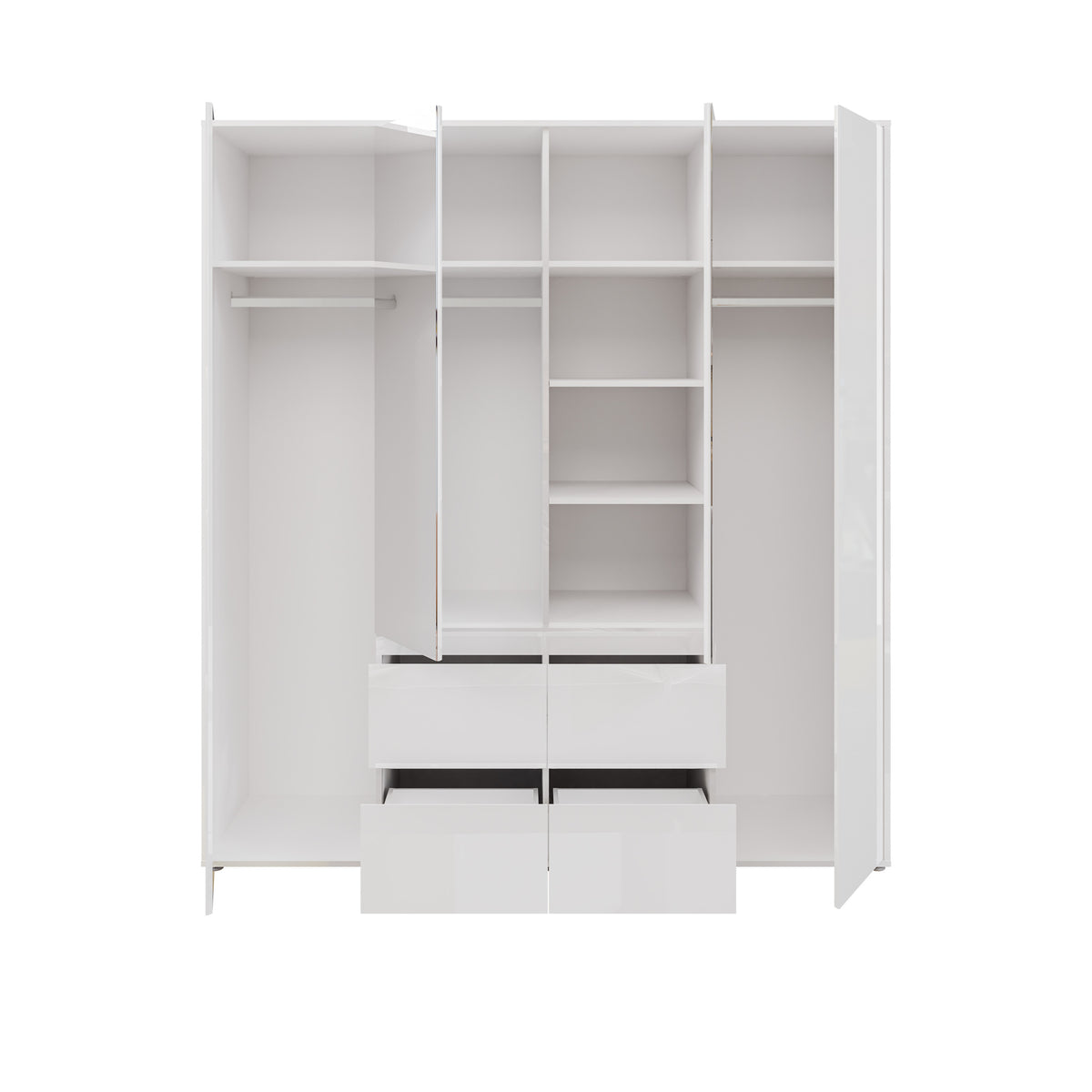 Dulap 4 Usi Si 4 Sertare Lipgloss White, 177.6 Cm