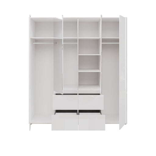 Dulap 4 Usi Si 4 Sertare Lipgloss White, 177.6 Cm