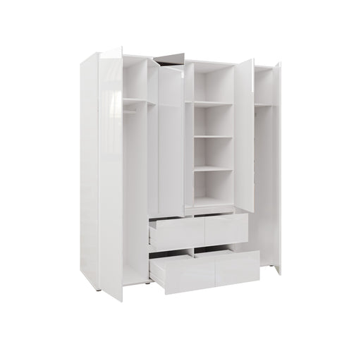 Dulap 4 Usi Si 4 Sertare Lipgloss White, 177.6 Cm