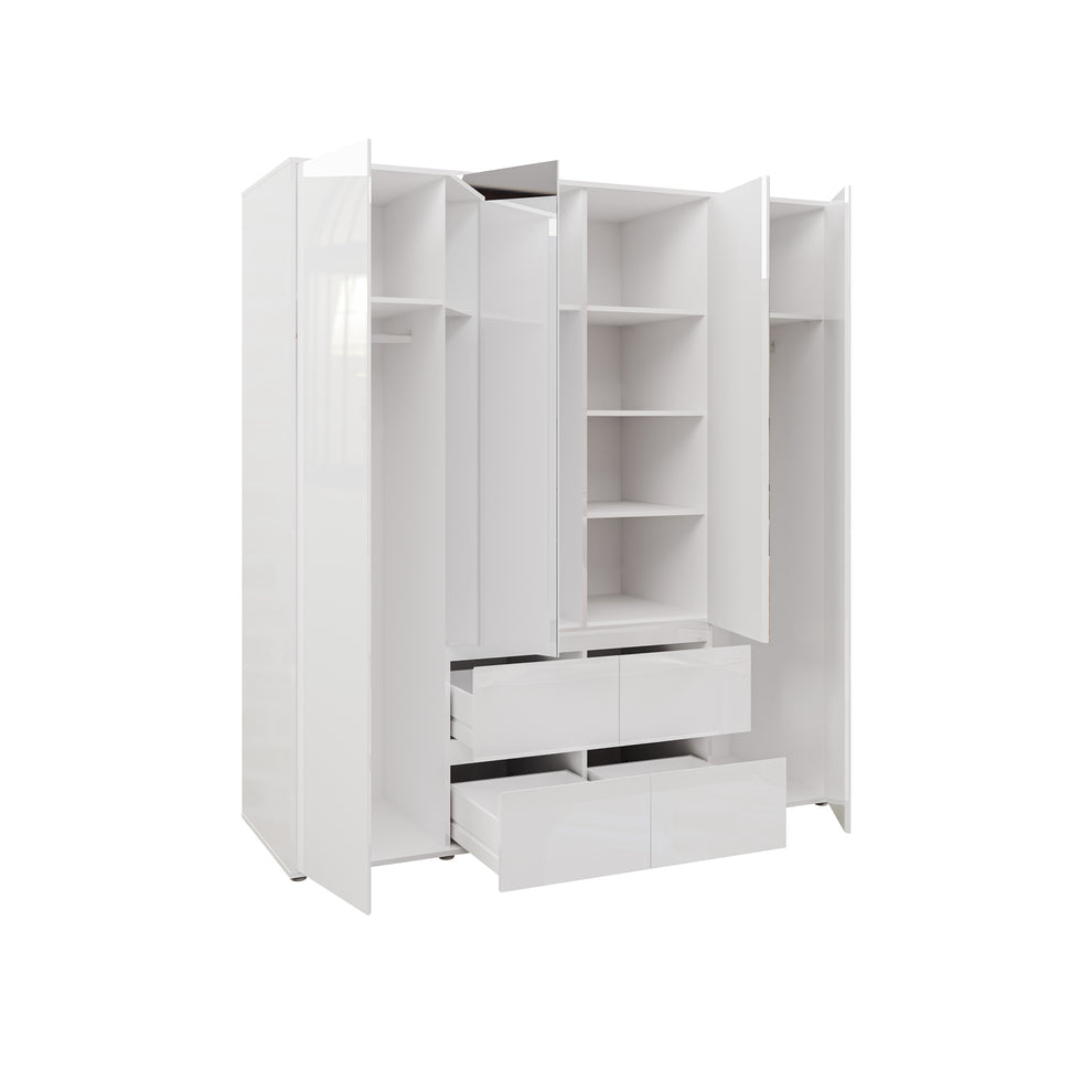 Dulap 4 Usi Si 4 Sertare Lipgloss White, 177.6 Cm