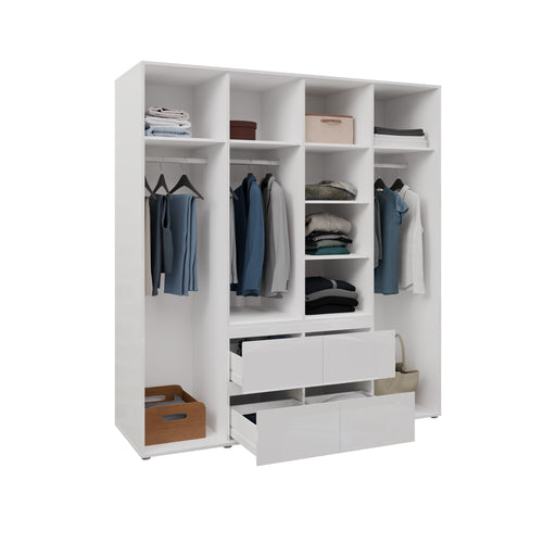 Dulap 4 Usi Si 4 Sertare Lipgloss White, 177.6 Cm
