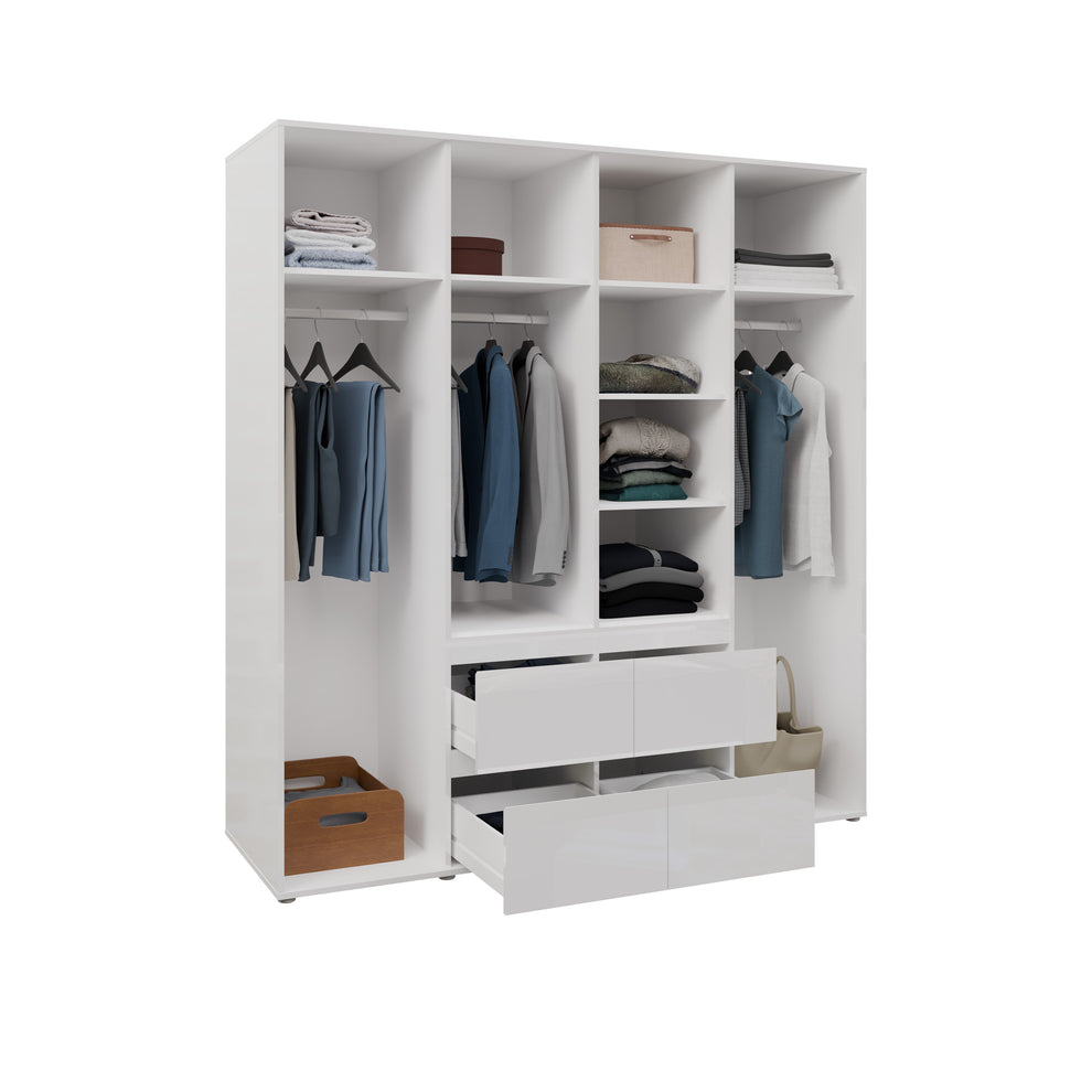 Dulap 4 Usi Si 4 Sertare Lipgloss White, 177.6 Cm