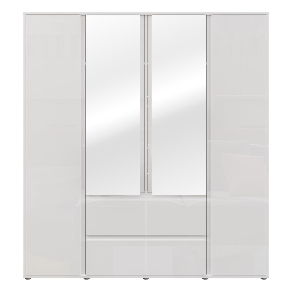 Dulap 4 Usi Si 4 Sertare Lipgloss White, 177.6 Cm