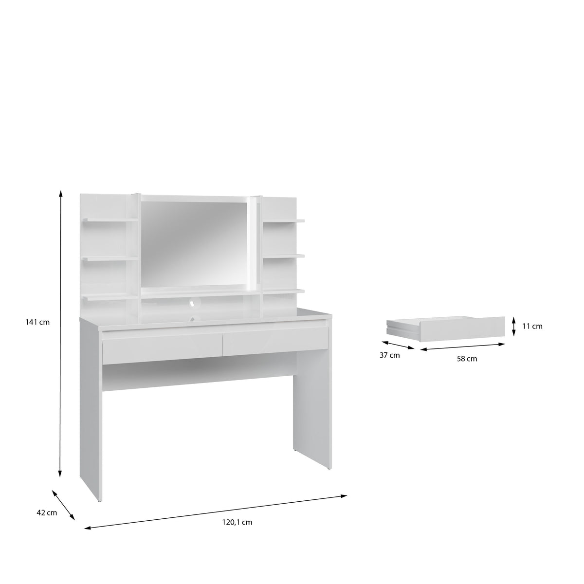Masa Toaleta Lipgloss Alb, 120.1 Cm