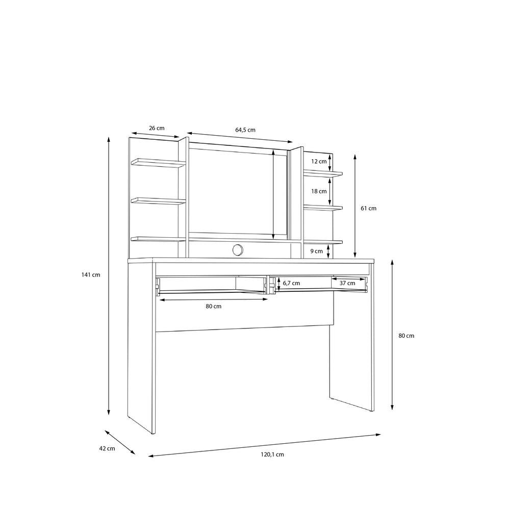 Masa Toaleta Lipgloss Alb, 120.1 Cm