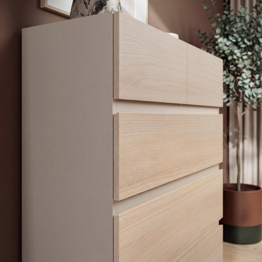 Comoda Pineapple 5 Sertare, Riva Oak Si Sand, 99.9 Cm
