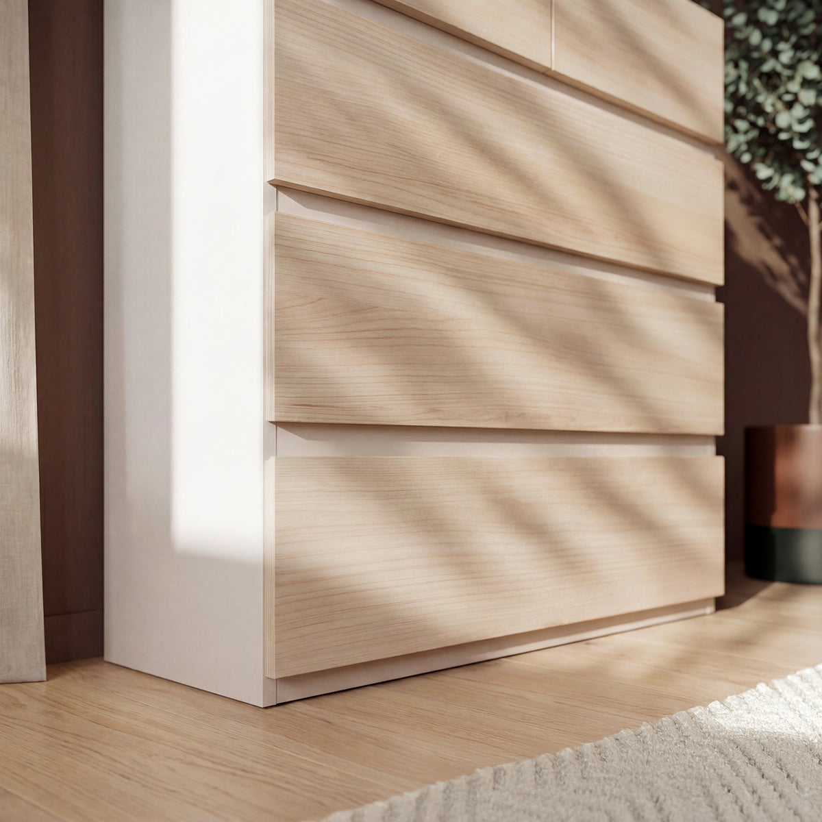Comoda Pineapple 5 Sertare, Riva Oak Si Sand, 99.9 Cm