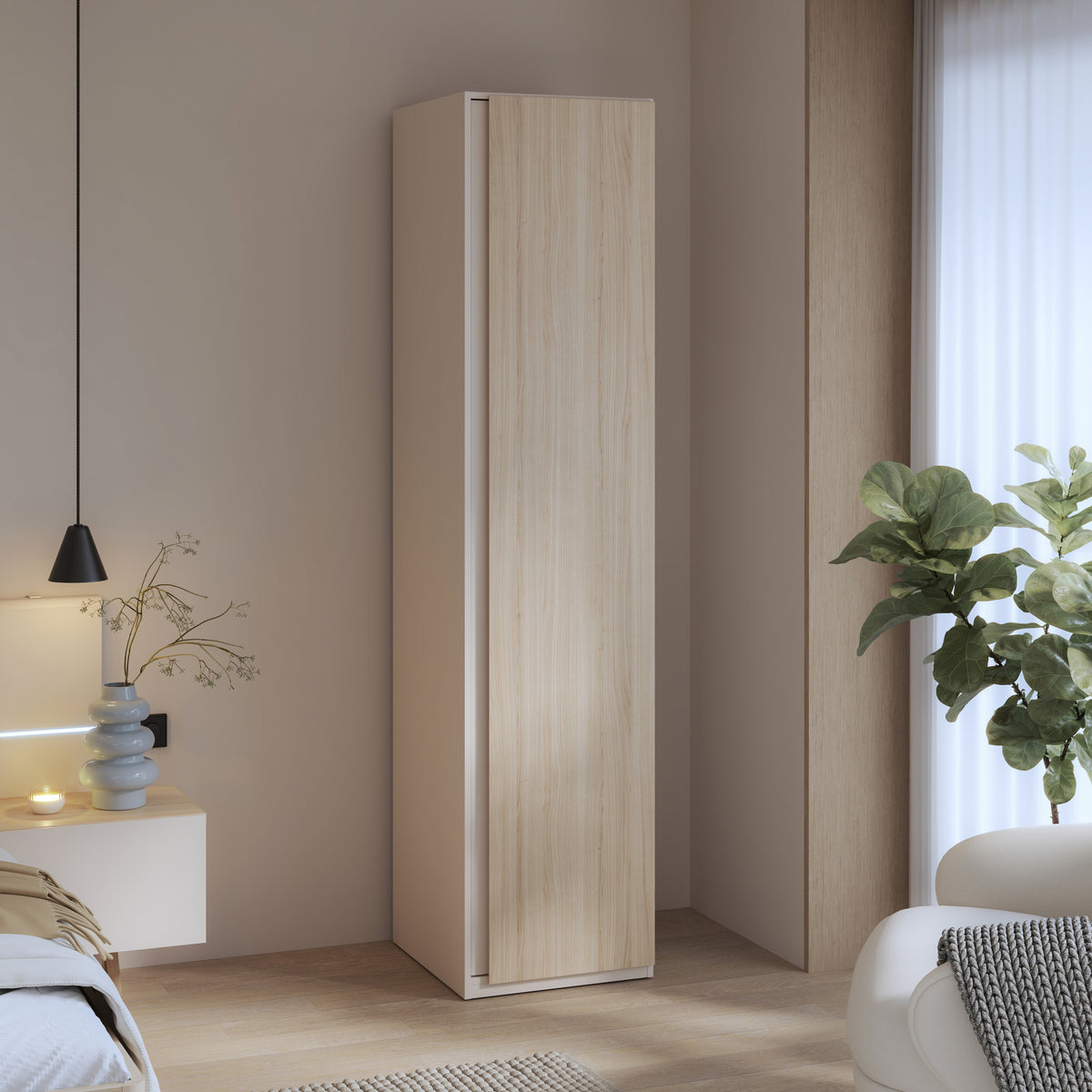 Dulap 1 Usa Pineapple, Cu Polite, Riva Oak Si Sand, 48 Cm