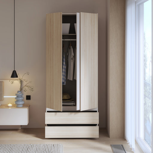 Dulap 2 Usi Si 2 Sertare Pineapple, Riva Oak Si Sand, 88.9 Cm