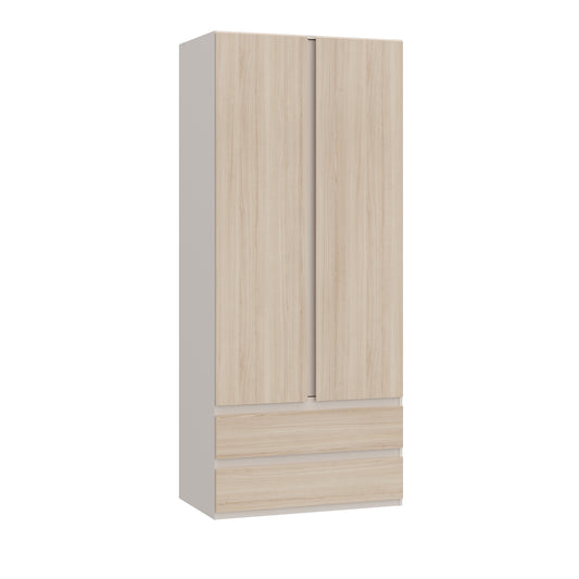 Dulap 2 Usi Si 2 Sertare Pineapple, Riva Oak Si Sand, 88.9 Cm