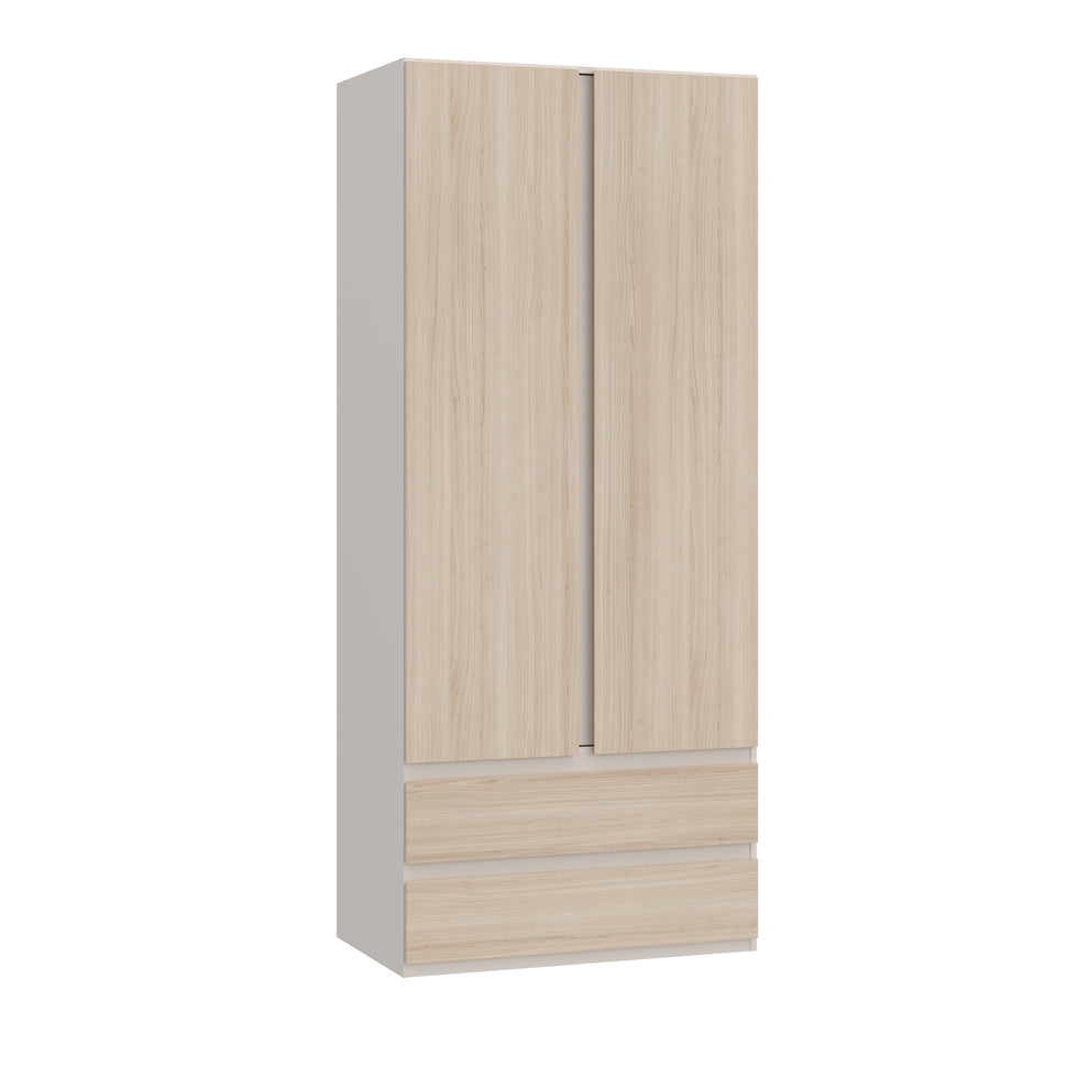 Dulap 2 Usi Si 2 Sertare Pineapple, Riva Oak Si Sand, 88.9 Cm